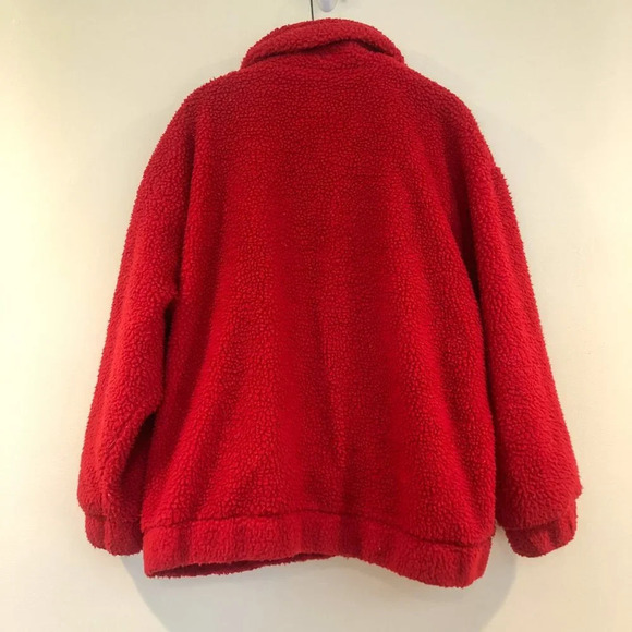 I. AM. GIA. Red Oversized Full Zip Collared Teddy Jacket Women's Small - Picture 7 of 9